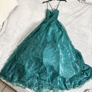 Blondie‎ Nites size 1 Green Sparkly full puffy dress MSRP $259